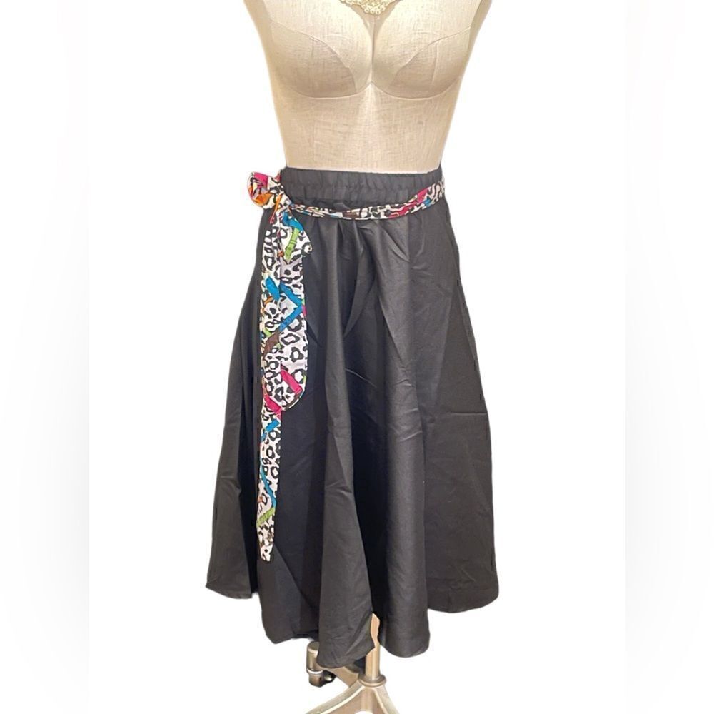 NWT Chic Black Belted Long Skirt by Flint & Moss